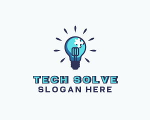 Solution - Puzzle Light Bulb logo design