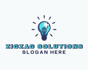 Puzzle Light Bulb logo design