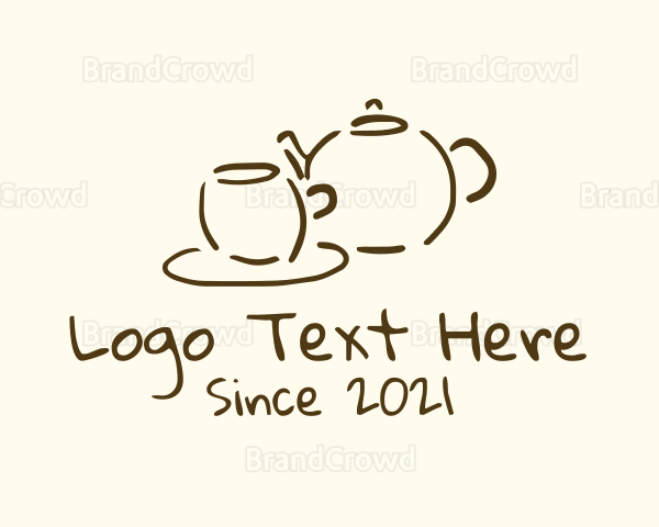 Teapot Cup Drawing Logo