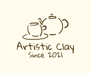 Ceramics - Teapot Cup Drawing logo design