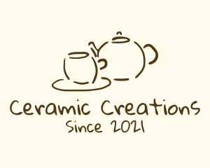 Ceramic - Teapot Cup Drawing logo design