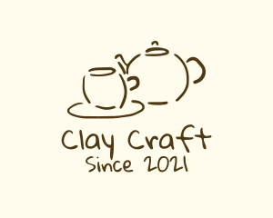 Clayware - Teapot Cup Drawing logo design