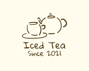 Teapot Cup Drawing logo design