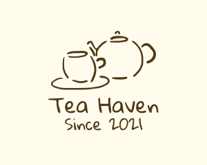 Teapot Cup Drawing logo design