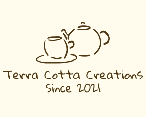 Terra Cotta - Teapot Cup Drawing logo design