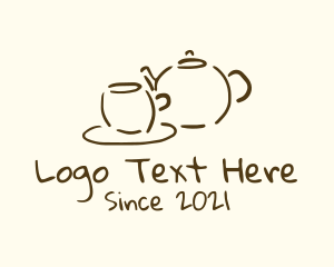 Teahouse - Teapot Cup Drawing logo design