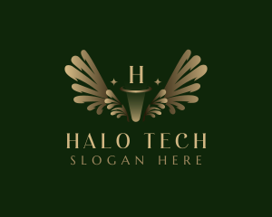 Angel Wings Halo Holy logo design