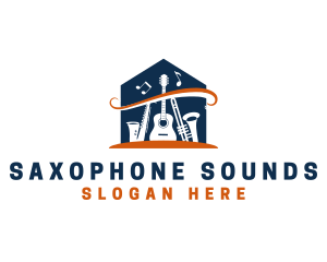 Saxophone - Music Instrument House logo design