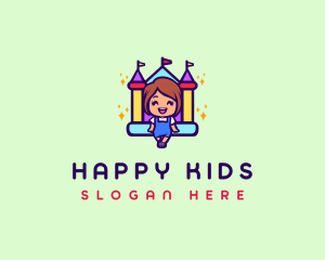 Girl Bouncy Castle  logo design