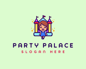 Girl Bouncy Castle  logo design