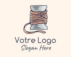 Ribbon - Thread Sewing Spool logo design