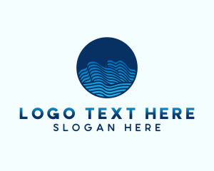 Surfing - Circle Ocean Waves logo design