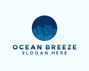 Circle Ocean Waves logo design