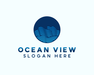 Circle Ocean Waves logo design