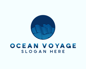 Circle Ocean Waves logo design