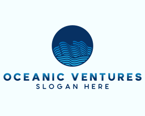 Circle Ocean Waves logo design