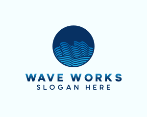 Circle Ocean Waves logo design