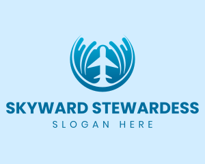 Stewardess - Airplane Flight Aviation logo design