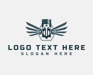 Industrial - Piston Mechanical Wings logo design