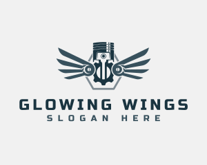 Piston Mechanical Wings logo design