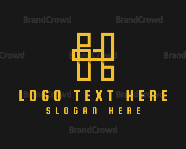 Yellow Geometric Letter H Logo