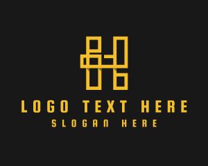 Yellow - Yellow Geometric Letter H logo design