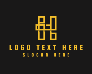 Business - Yellow Geometric Letter H logo design