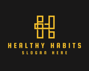 Yellow Geometric Letter H logo design