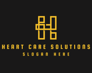 Yellow Geometric Letter H logo design