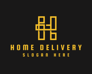 Yellow Geometric Letter H logo design