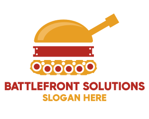 Warfare - Tank Hamburger Snack logo design