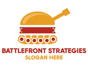 Warfare - Tank Hamburger Snack logo design