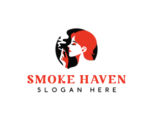 Woman Smoking Cigarette logo design