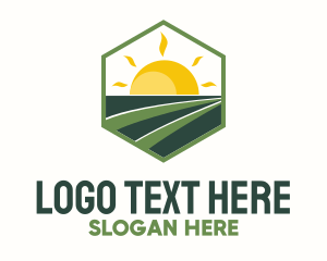 Countryside - Sunny Field Hexagon Badge logo design