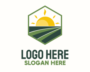 Orchard - Sunny Field Hexagon Badge logo design