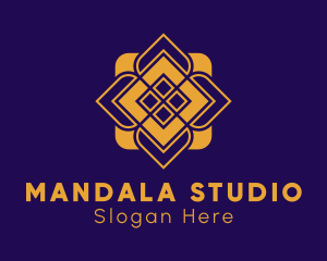 Mandala - Golden Flower Mandala logo design