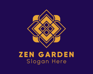 Golden Flower Mandala logo design