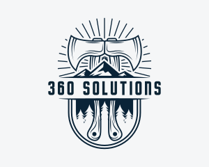 Woodcutter Mountain Axe  logo design