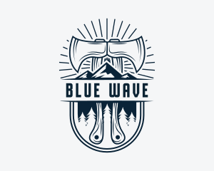 Woodcutter Mountain Axe  logo design