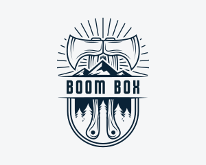 Woodcutter Mountain Axe  logo design