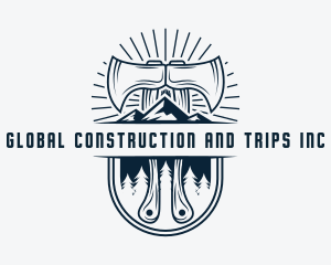 Camp - Woodcutter Mountain Axe logo design