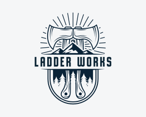 Woodcutter Mountain Axe  logo design