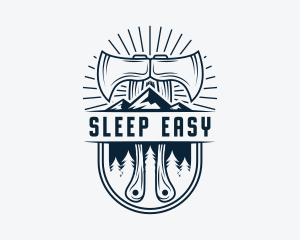 Woodcutter Mountain Axe  logo design