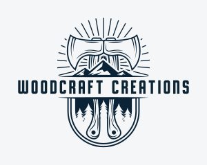 Woodcutter Mountain Axe  logo design