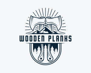 Woodcutter Mountain Axe  logo design