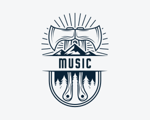 Emblem - Woodcutter Mountain Axe logo design
