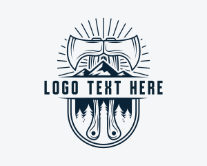 Woodcutting - Woodcutter Mountain Axe logo design