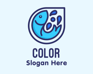 Fisherman - Blue Fish Aquatic logo design