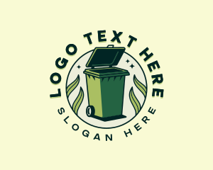 Recycling Bin - Eco Leaf Trash Bin logo design