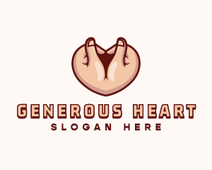 Heart Love Hand logo design